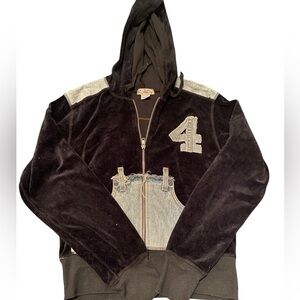RILEY vintage Y2K black velour zip jacket hoodie